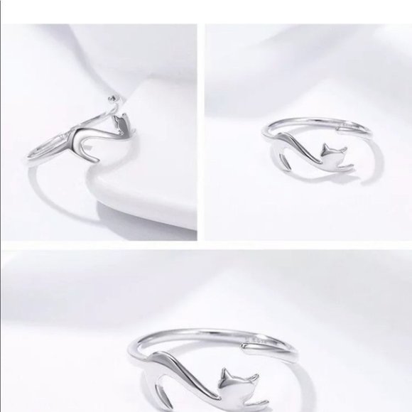 New women's simple silver cat adjustable ring - Picture 4 of 6